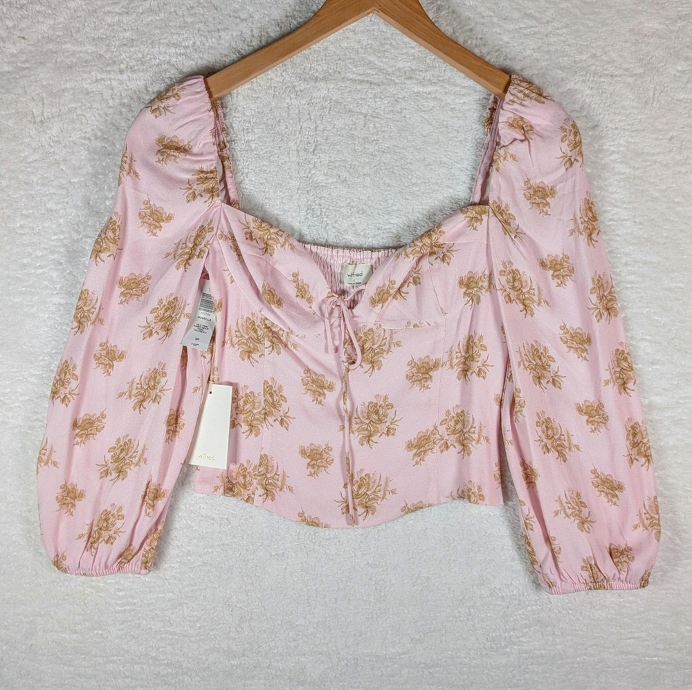 311-NWT ARITZIA Wilfred‎ Floral Pink Women's Crop Top